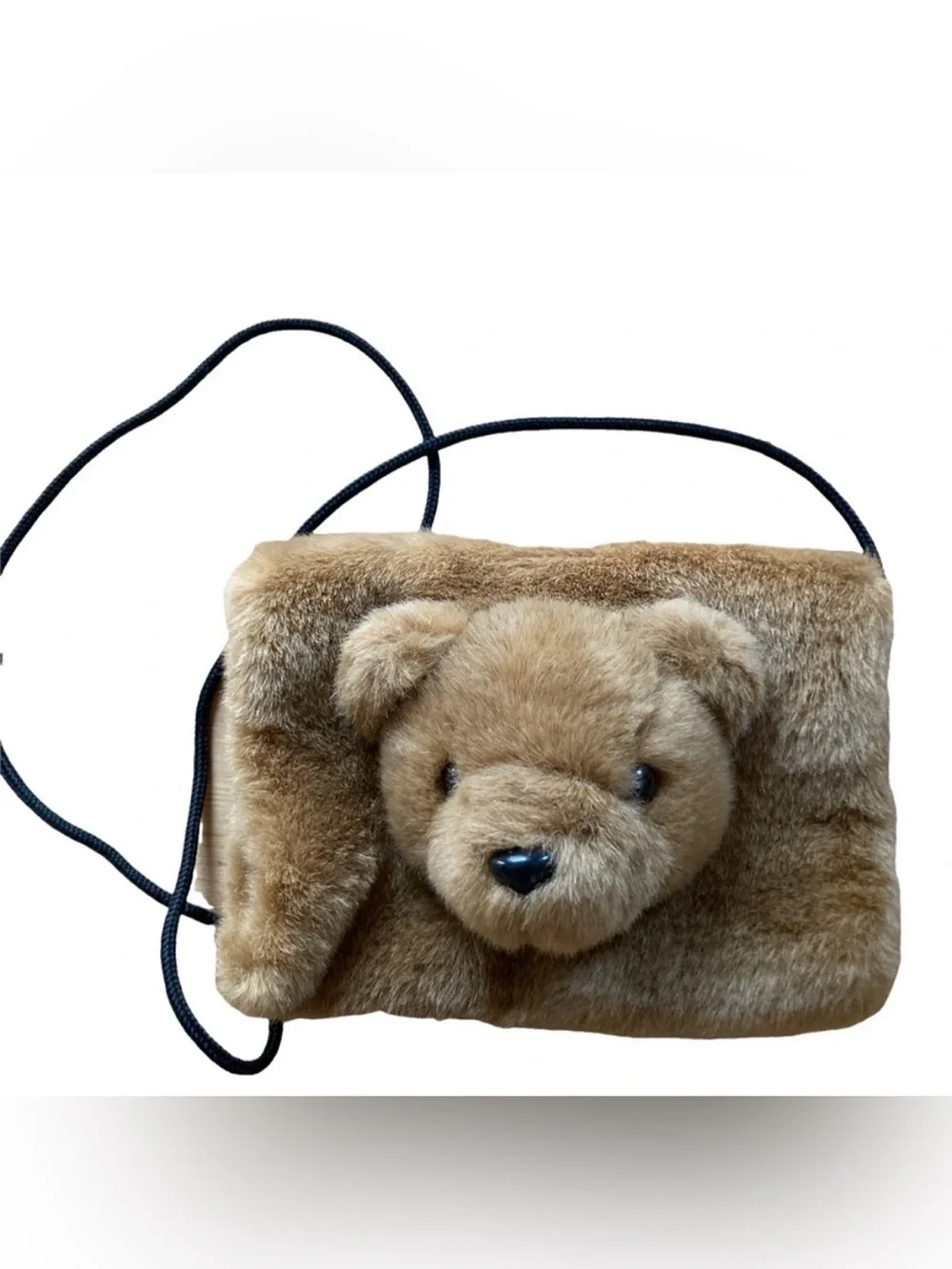Dover Kidz Furry Teddy Bear Head Hand Warmer Purse Cross Body EUC